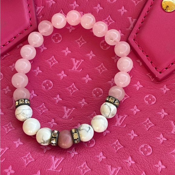💗 Rose quartz with white howlite natural stones - Picture 4 of 17